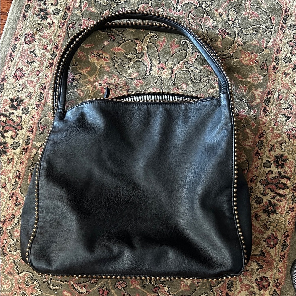 Chic Black Studded Women's Shoulder Bag